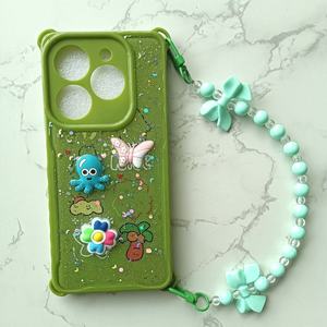 Étui de téléphone pour femme avec quatre coins anti-chute en résine époxy, poupée et bracelet pour TECNO POP9 SMART 9, couleur unie - Product Image 5