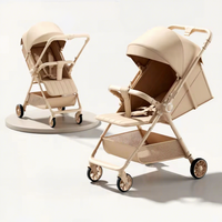 Poussette bébé pliable et légère avec cadre métallique robuste, siège inclinable bidirectionnel, possibilité de s'asseoir/décrocher, design compact et pliable.