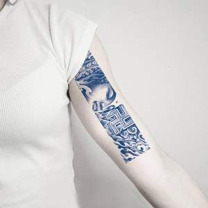<span class=keywords><strong>Tatuajes</strong></span> Temporales Personalizados de Fábrica para Brazo y <span class=keywords><strong>Muñeca</strong></span>, Adhesivos de Tatuaje Azules y Geniales, Duran 15 Días, Semipermanentes - Product Image 3