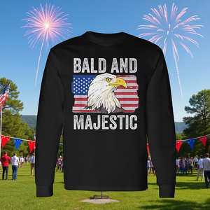 T-shirt à manches longues Bald And Majestic Bald Eagle pour le 4 juillet, Jour de l'Indépendance - Product Image 3