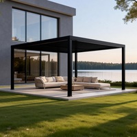 Système de toiture motorisé en aluminium à persiennes, personnalisable, moderne, pour balcon, jardin, paysage estival, écologique, avec revêtement en poudre