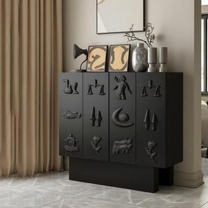 Credenza Alta in Stile Retrò Italiano Minimalista, Mobile per Sala da Pranzo in Stile Wabi-Sabi Cinese, Credenza di Lusso per Ingresso Villa e Vetrina per Vini - Product Image 1
