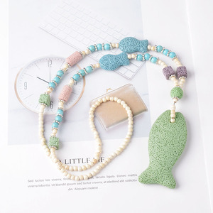 Colgante <span class=keywords><strong>de</strong></span> collar hecho a mano DIY con forma <span class=keywords><strong>de</strong></span> pez, <span class=keywords><strong>de</strong></span> roca volcánica, piedra natural, cuentas sueltas, adornos colgantes, modelo 1932 - Product Image 2