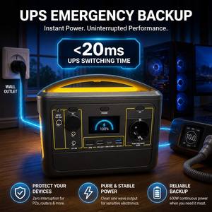 Estación de Energía Portátil de 600W, Batería LiFePO4 de 492.8Wh, <span class=keywords><strong>UPS</strong></span> de 110V/220V para Camping, CPAP, Respaldo Doméstico, Fabricante Mayorista - Product Image 5