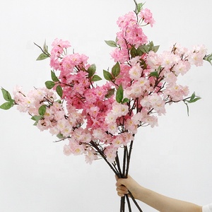 Wedding Centerpiece White Pink Cherry Blossom Flowers <b>Tree</b> <b>Branches</b> Artificial Silk Cloth Cherry Blossoms Sakura Stems - Product Image 1