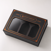 Boîte cadeau noire personnalisée avec fenêtre, cadre en feuille de cuivre, motif gaufré, insert OEM