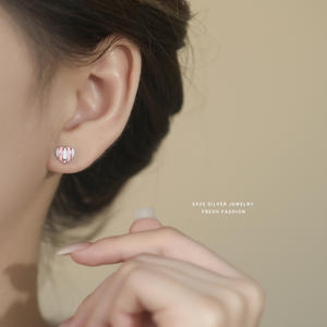 Boucles d'oreilles asymétriques étoile et cœur en émail coloré, argent S925, style coréen, tendance et élégantes pour femme - Product Image 3