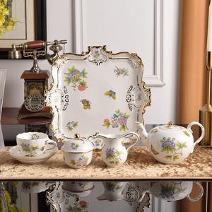 Ensemble de tasses et soucoupes en céramique de style européen moderne, motif papillon, libellule et fleur de palais, vintage pastoral, pour thé et café, vente en gros - Product Image 3