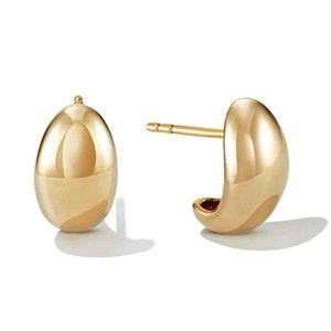 2025 nouvelle haute qualité délicate mode dames 925 bijoux en argent Sterling 18k plaqué or bombé boucles d'oreilles - Product Image 4