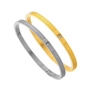 Minimalist Jewelry <b>Bracelet</b> Dainty Gold Plated Stainless Steel Zircon <b>Bangle</b> <b>Bracelet</b> for Women - Product Image 1