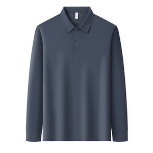 Customized logo Autumn and winter men's casual long-sleeved polo shirt new <b>wool</b> stretch T-shirt fashion warm 2025 popular - Product Image 1