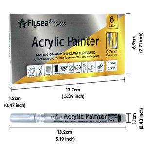 Flysea Acrylverfmarkers 3 Goud 3 Zilver Permanente Verfpennen voor Plastic Glas Keramiek Hout Stof Rubber Steen - Product Image 4