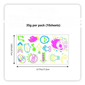 สติ๊กเกอร์<span class=keywords><strong>สัก</strong></span>ลายชั่วคราวเรืองแสงในที่มืด 10 แผ่น ลายเรืองแสงนีออน ดีไซน์สำหรับงานเทศกาลดนตรีสุดมันส์ ปาร์ตี้ธีมเรืองแสง - Product Image 5