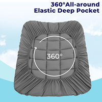 Surmatelas en mousse à mémoire de forme double couche 4 pouces Cal King Size, gel rafraîchissant, écologique, 300 fils au pouce carré, poches profondes élastiques, gris