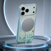 Étui de téléphone en résine époxy de luxe avec coquille naturelle pour iPhone 18 Pro Max, protection intégrale, magnétique, antichoc, coque de protection
