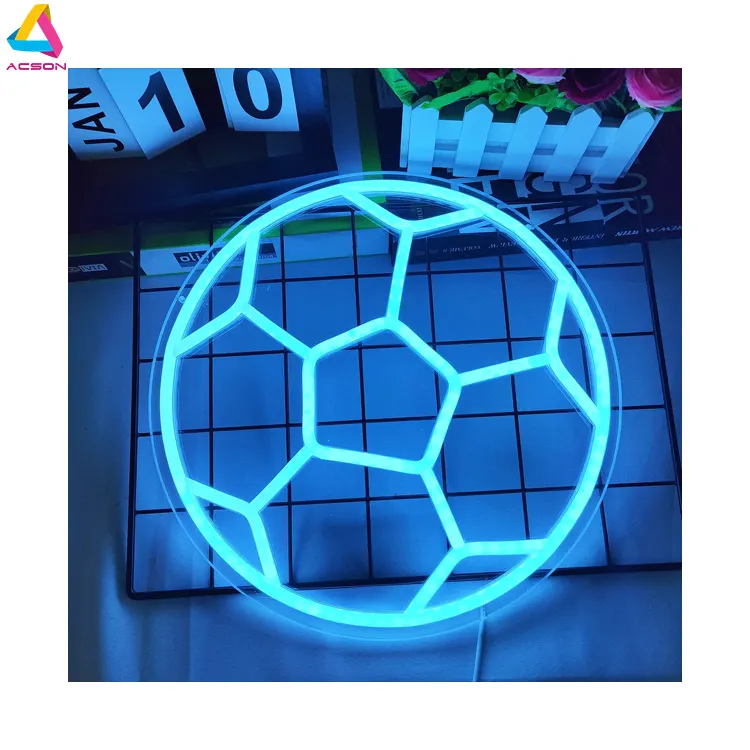 Dimmable Soccer Neon Sign for Bedroom Neon Soccer Ball Sign Birthday Party Home College Decor Club Kids Holiday Gifts