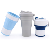 24oz 750ml Tasse de camping rétractable pliable de haute qualité en silicone durable de qualité alimentaire avec couvercle pour la randonnée