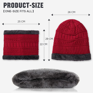Fashionable Custom Embroidery Logo Solid Color Warm Knitted <b>Winter</b> <b>Caps</b> and Scarf <b>for</b> <b>Men</b> Travel Use Common Fabric - Product Image 2