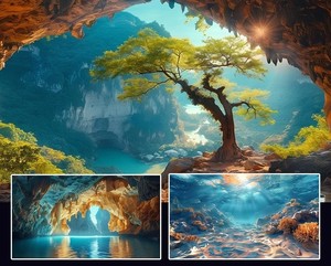 Nhãn dán nền bể cá, hình ảnh độ nét cao 3D nhìn ra biển, nhãn dán trang trí cảnh quan hồ cá 5D - Product Image 1