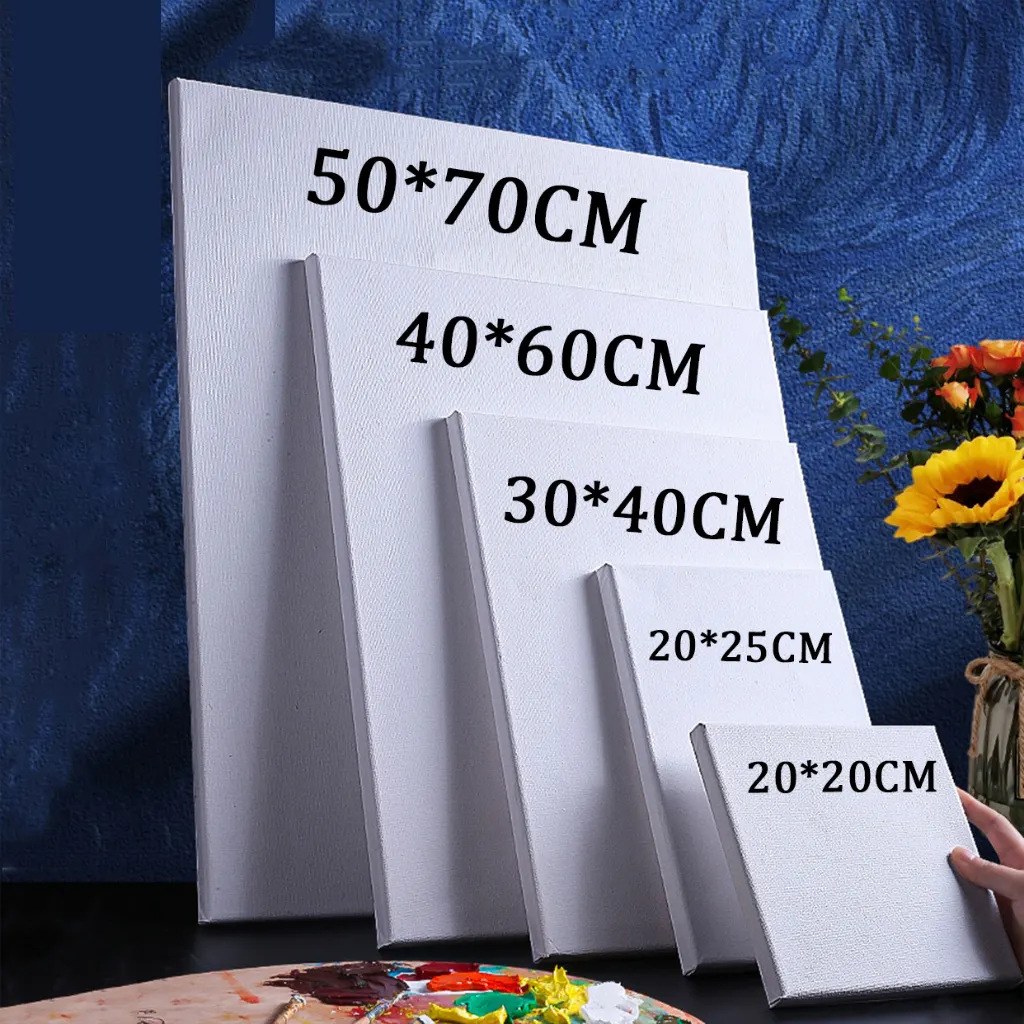 オイルアクリルペイント画材さまざまなサイズオプション100% コットン280gsmウッドキャンバスボードブランクアートキャンバスストレッチキャンバス