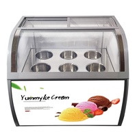 Congélateur de présentation de crème glacée à refroidissement direct le plus populaire, 10 bacs/6 seaux, dégivrage automatique pour gelato