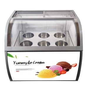 Congélateur de présentation de crème glacée à refroidissement direct le plus populaire, 10 bacs/6 seaux, dégivrage <span class=keywords><strong>automatique</strong></span> pour gelato - Product Image 1