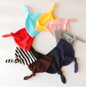 Üretici bebek bere şapka-süper yumuşak düğümlü şapka mevcut desen ve katı renkler