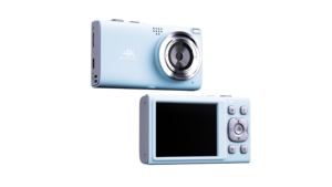 Cámara digital compacta CAM-12 4K con sensor CMOS y soporte para tarjetas Micro SD en colores blanco, negro y azul - Product Image 4
