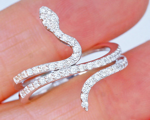 Snake Shape <b>Crystal</b> Accent <b>Ring</b> for Women Statement Fashion <b>Ring</b> Daily Party Accessories - Product Image 4