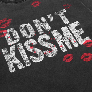 Wax Dyed Vintage Ripped <strong>Kiss</strong> Print Distressed Tee Custom Screen Print T-shirt Men Heavyweight Cotton Blank Oversized <strong>TShirt</strong> - Product Image 5