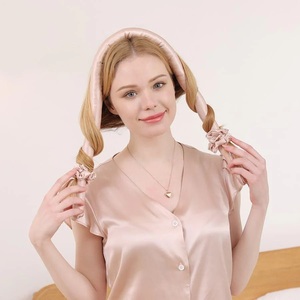 Custom Logo Silk Satin Heatless Curls Roller Kit Wave Curling Rod Headband Set Mulberry Silk Heatless Hair Curler - Product Image 6