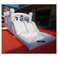 Parcours d'obstacles aquatiques gonflable double piste amusant et durable 20x8,2 pieds en PVC avec garantie 1 an pour les camps d'été