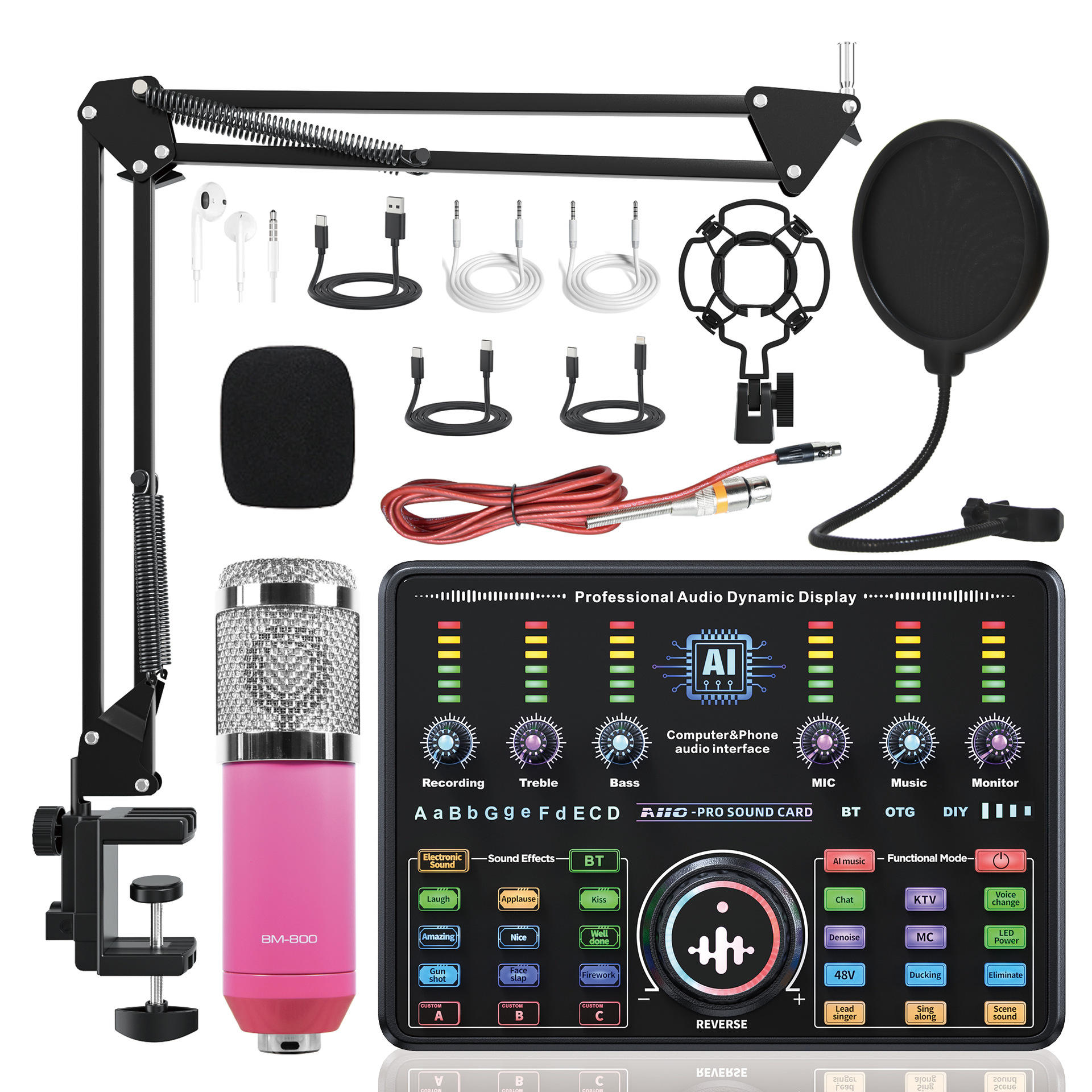 BM800(Pink Silver)+Ai10 sound card