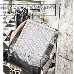 แหวนแต่งงานผู้ชายแบบคลัสเตอร์ ประดับเพชรซิคอนทรงคลาสสิค 5A ตัวเรือนทองแดงชุบโรเดียม เหมาะสำหรับงานปาร์ตี้ - Product Image 2
