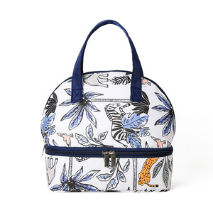 Sac à déjeuner isotherme Oxford à double compartiment, compartiment inférieur zippé, imperméable, écologique, poignée portable pour l'école - Product Image 1