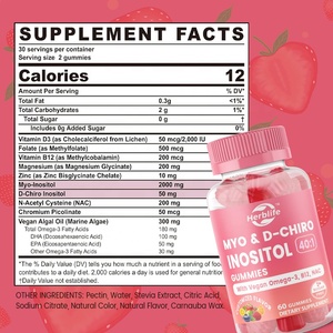 Complément alimentaire pour femmes, marque privée OEM, sans sucre, Myo-Inositol & D-Chiro Inositol 40:1 en gummies, équilibre hormonal, santé ovarienne - Product Image 2
