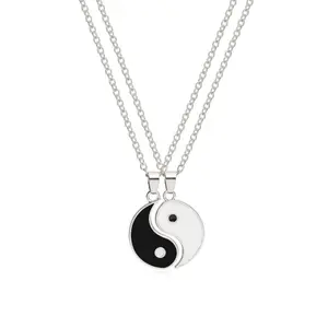 Fashion Jewelry BFF Friendship Taichi Necklaces Enamel Alloy Best Friend Lovers Couples Yin Yang Pendant Necklace