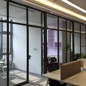 Kantoor Vergaderzaal Aluminium Decoratie Massief Gehard Kamer Verdelers Glazen Scheidingswanden