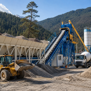 Convoyeur à bande robuste Corey avec pesage précis, ligne de production électrique, centrale à béton HZS90 pour le terrassement de tunnels de routes en montagne - Product Image 5