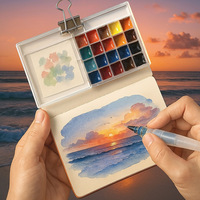 Palette de peinture aquarelle portable 10 /21-Grid Mini Palette de peinture de voyage Plateau de mélange acrylique avec clip