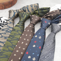 Herren 7cm Chinesische Vintage Blumen-Jacquard-Krawatte Retro Pflanzen- und Federmuster Formelle Krawatte für Hochzeit, Business und Anzüge