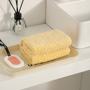 Coral Fleece Bath <b>Towel</b> Set 70x140cm Quick Dry Home Use Rectangle Striped Pattern Adult Size - Product Image 4