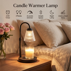 Lampe <span class=keywords><strong>chauffe</strong></span>-bougie en verre texturé avec cadre métallique, à intensité variable, diffuseur de <span class=keywords><strong>cire</strong></span> sans flamme, <span class=keywords><strong>chauffe</strong></span>-bougie sans flamme, décoration d'intérieur, lumière aromatique - Product Image 2