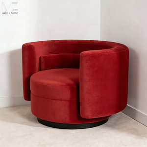 Giải trí hiện đại ghế Bắc Âu sang trọng nhung đỏ thư giãn giọng ghế bành xoay Thùng cánh tay ghế cho phòng khách - Product Image 2