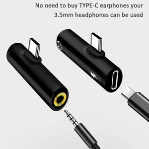 2 en <span class=keywords><strong>1</strong></span> tipo C giratorio 3,5mm Jack convertidor de carga de auriculares USB tipo-C Adaptador de audio hembra, adecuado para Xiaomi Huawei - Product Image 3
