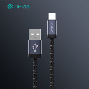 Devia 2a1m hợp kim nhôm màu đen + Dệt USB Type-C sạc dữ liệu điện thoại di động Cáp sạc nhanh đúc Hộp bao bì - Product Image 4