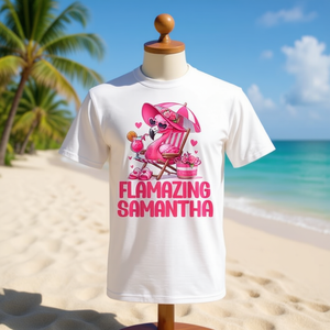 Camiseta para mujer Flamazing Samantha Pink Flamingo Tropical Beach - Product Image 3