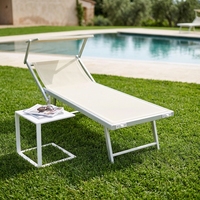 Chaise longue de plage en aluminium OEM avec pare-soleil réglable, pliable, pour l'extérieur, couleur personnalisée, pour les centres de villégiature