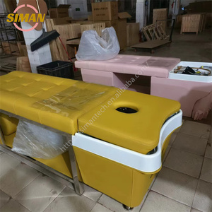 Siman, muebles de salón coloridos, silla de masaje para lavar el cabello, cama de champú de cuero Pu con máquina de vapor para terapia de cabeza, estilo tailandés - Product Image 1