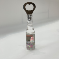 Ouvre-bouteille aimanté pour réfrigérateur, rempli de liquide avec figurines flottantes et paillettes, pour cuisine et bar, outil de haute qualité